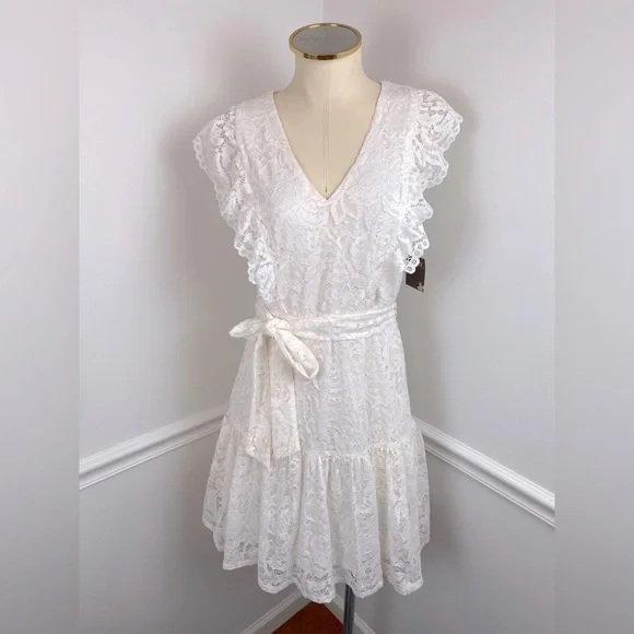 Taylor | Dresses | Taylor White Lace Dress Waist Tie Nwt Size 4 Dillards  Bridal | Poshmark